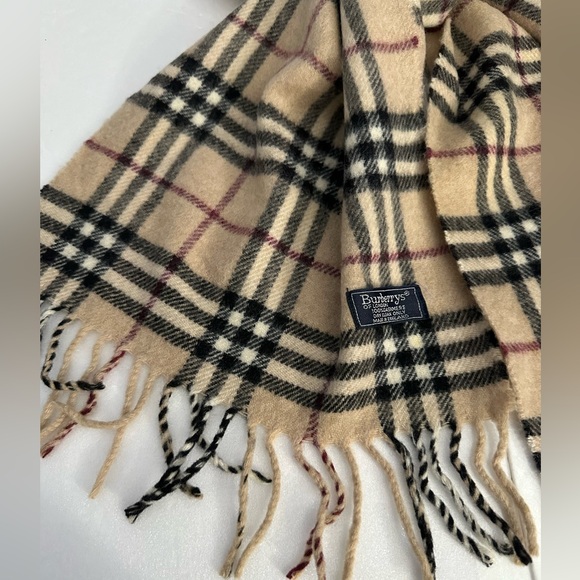 BURBERRY / BURBERRY’S London 100% Cashmere fringe scarf classic check brown VTG - Picture 3 of 10